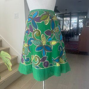 Boden A Line Green Floral Print Skirt US 6